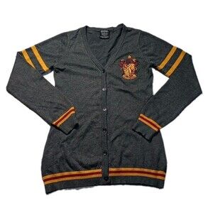 Harry Potter Cardigan Sweater Size Small Button-up Gryffindor Crest Dark Gray